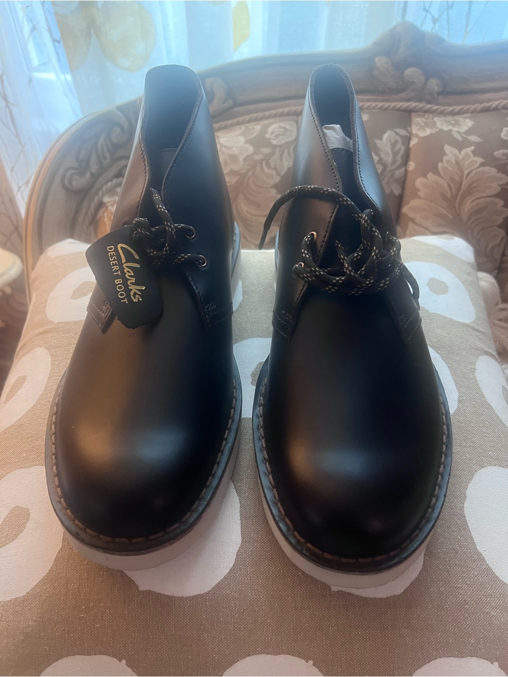 Clarks Men’s Black Chukka Boots with White Sole
